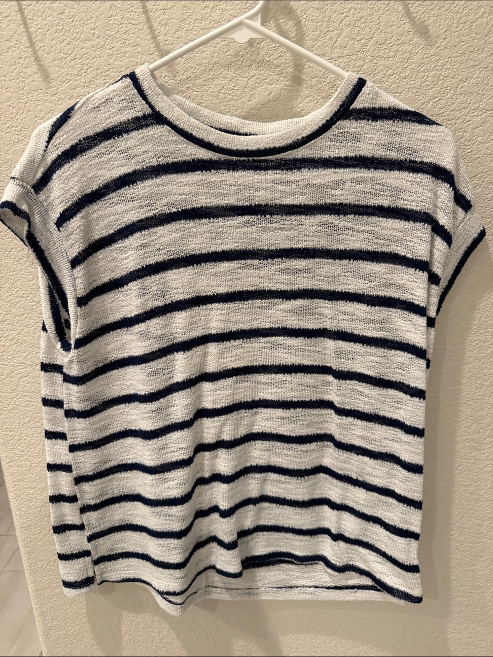 Sonoma White & Navy Striped Short-Sleeve Knit Top